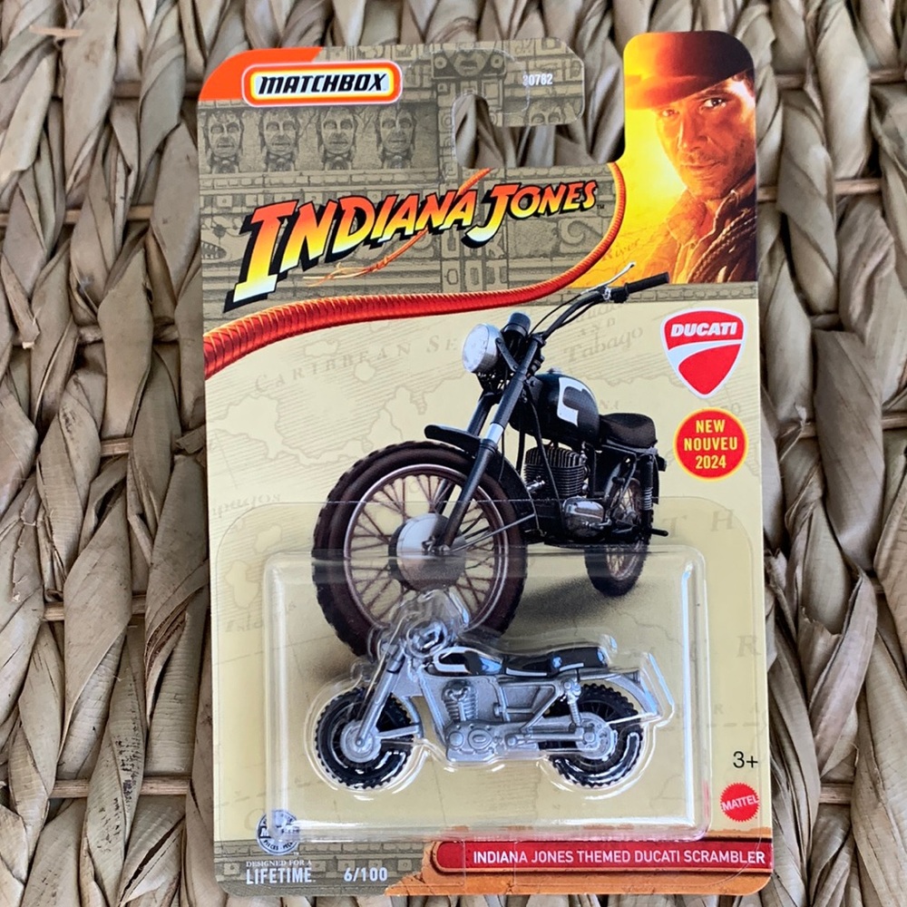 Indiana Jones Ducati Scrambler Motorcycle Metal Diecast Motor Bike Matchbox 🆕